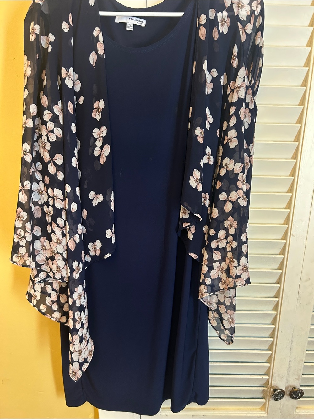 Studio One Navy Maxi Dress with Floral Kimono